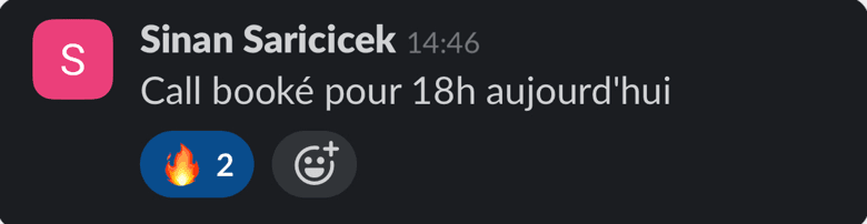Slack message: call booked for 6pm today